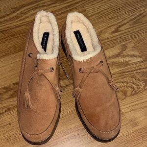 Lands' End Woman Clog Loafers size 7B Tan suede